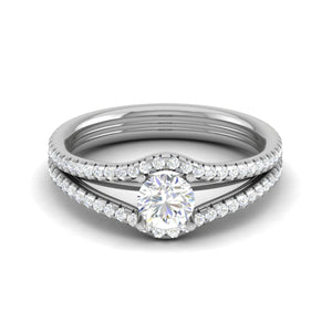 Jewelove™ Rings VS J / Women's Band only 0.30 cts Solitaire Split Shank Diamond Platinum Ring JL PT RP RD 188