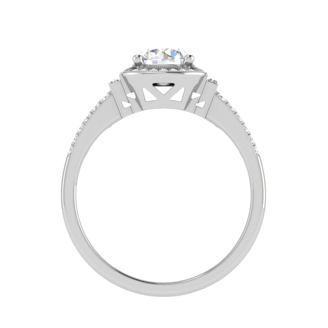 Jewelove™ Rings J VS / Women's Band only 0.30 cts. Solitaire Split Shank with Baguette Diamond Platinum Engagement Ring JL PT WB5930E