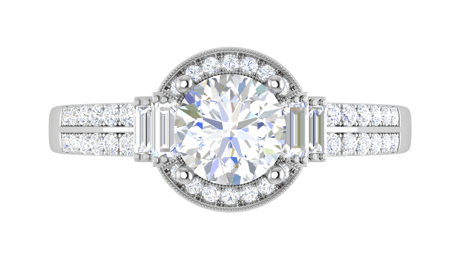 Jewelove™ Rings J VS / Women's Band only 0.30 cts. Solitaire Split Shank with Baguette Diamond Platinum Engagement Ring JL PT WB5930E