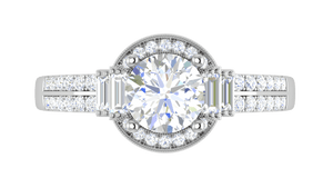 Jewelove™ Rings J VS / Women's Band only 0.30 cts. Solitaire Split Shank with Baguette Diamond Platinum Engagement Ring JL PT WB5930E