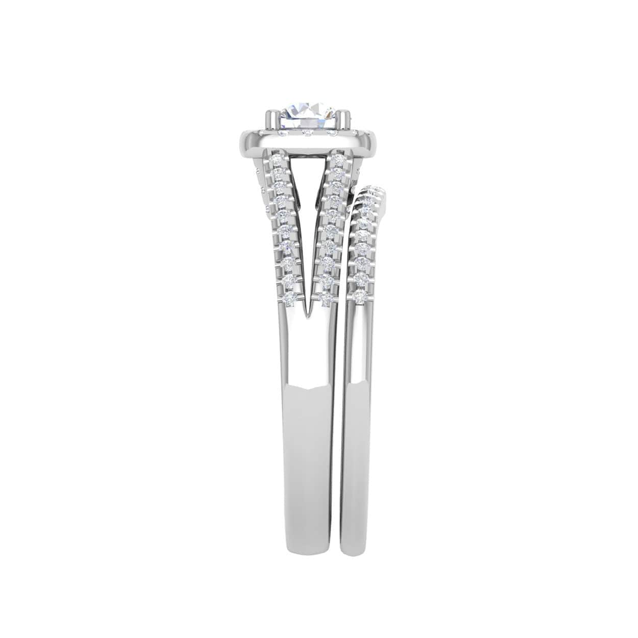 Jewelove™ Rings J VS / Women's Band only 0.30 cts Solitaire Square Halo Diamond Split Shank Platinum Ring JL PT MHD278