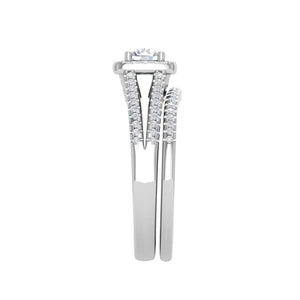 Jewelove™ Rings J VS / Women's Band only 0.30 cts Solitaire Square Halo Diamond Split Shank Platinum Ring JL PT MHD278