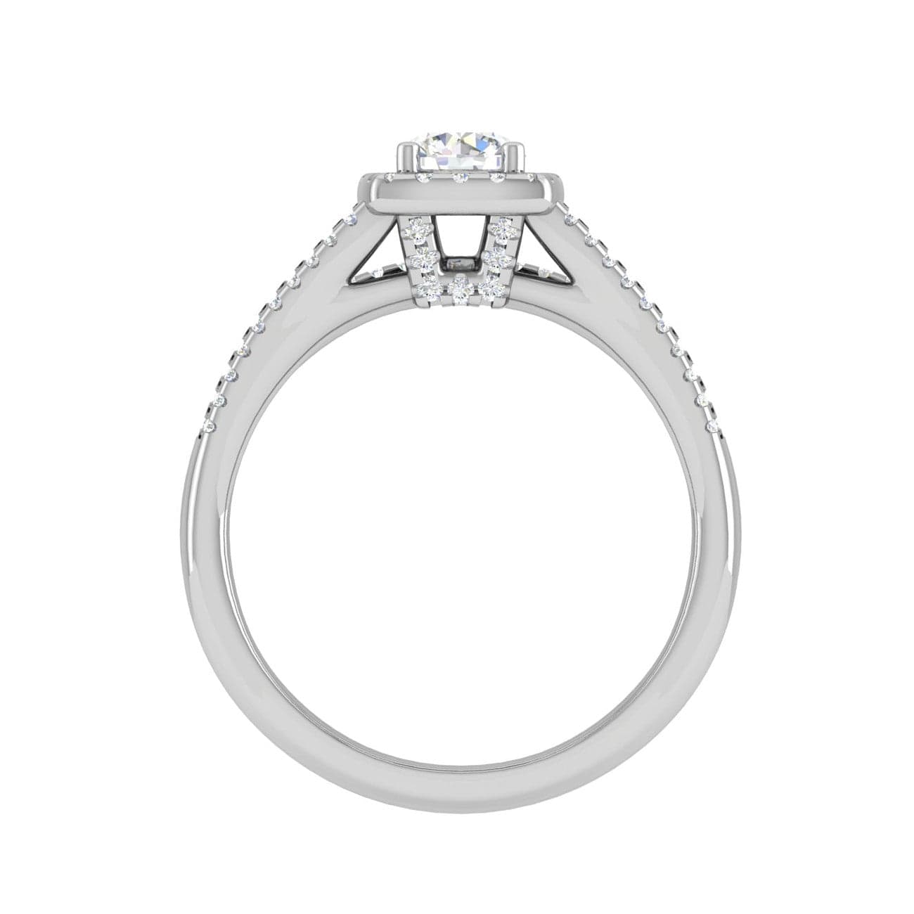 Jewelove™ Rings J VS / Women's Band only 0.30 cts Solitaire Square Halo Diamond Split Shank Platinum Ring JL PT MHD278