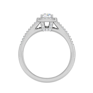 Jewelove™ Rings J VS / Women's Band only 0.30 cts Solitaire Square Halo Diamond Split Shank Platinum Ring JL PT MHD278