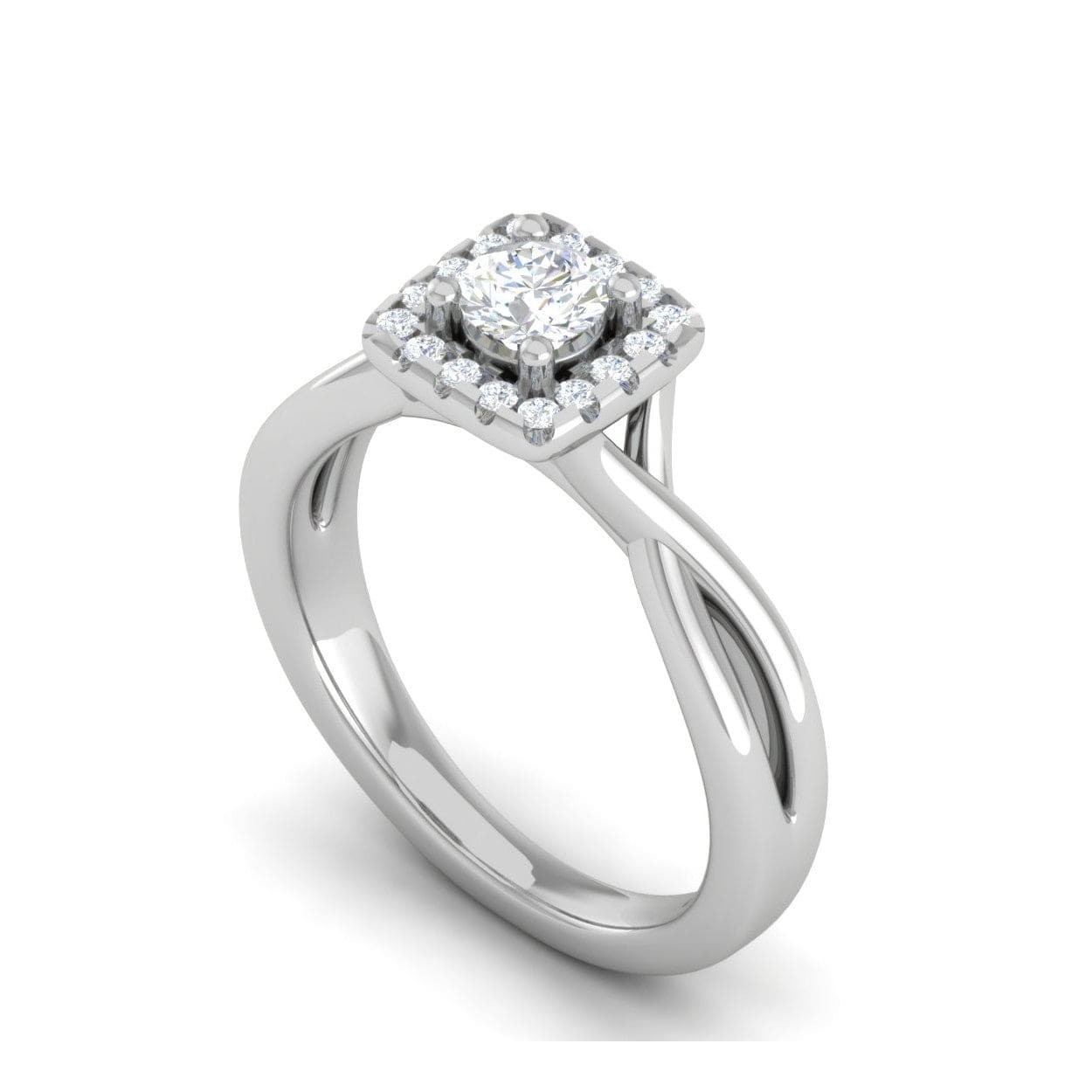 Jewelove™ Rings J VS / Women's Band only 0.30 cts. Solitaire Square Halo Diamond Twisted Shank Platinum Ring JL PT JRW1332MM