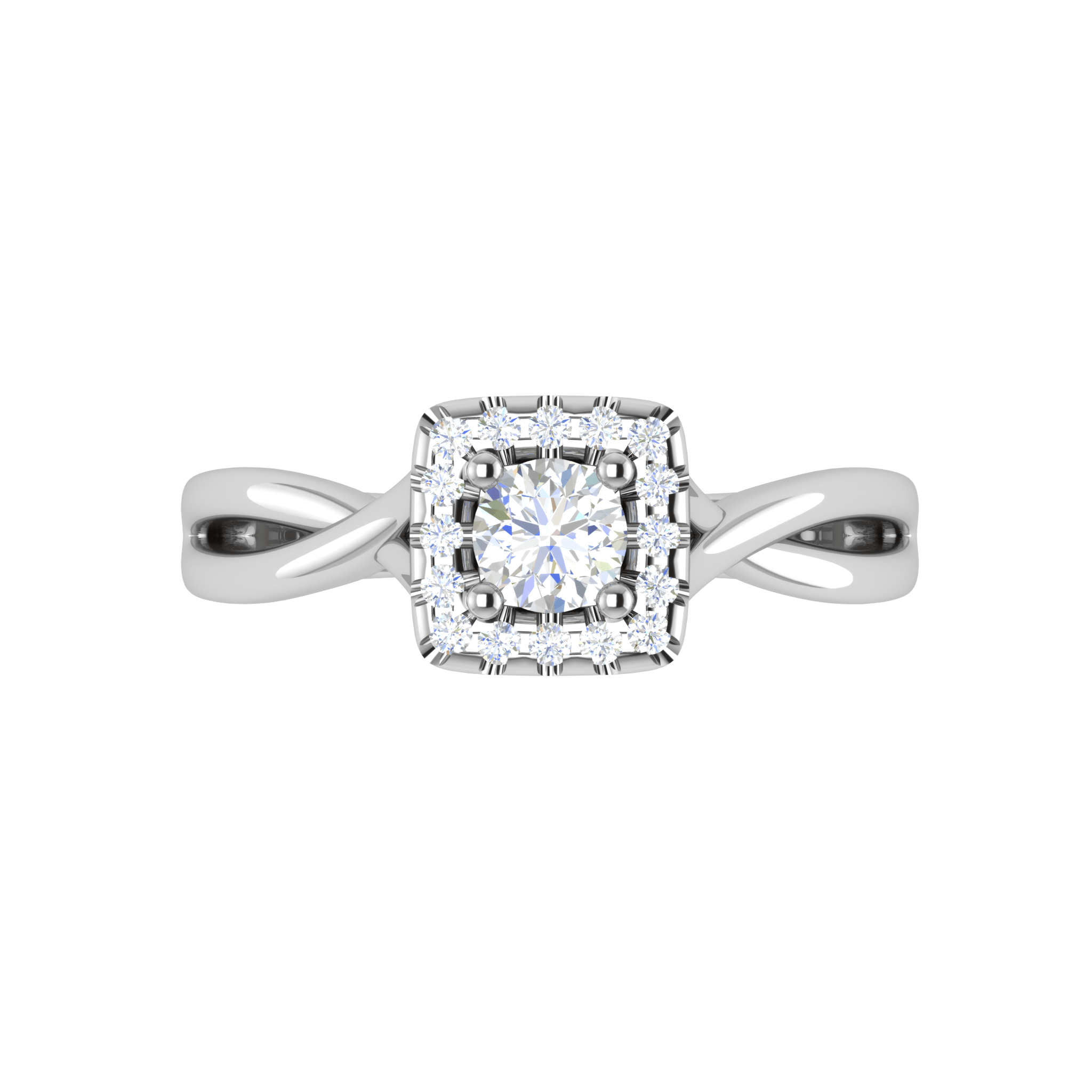 Jewelove™ Rings J VS / Women's Band only 0.30 cts. Solitaire Square Halo Diamond Twisted Shank Platinum Ring JL PT JRW1332MM