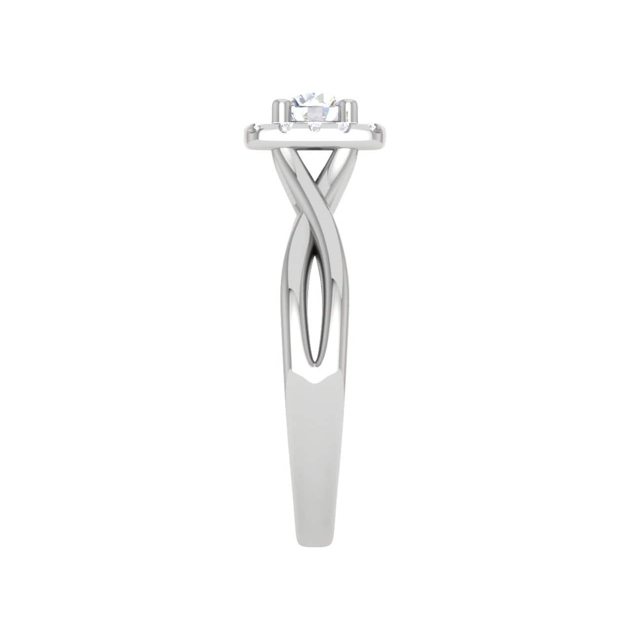 Jewelove™ Rings J VS / Women's Band only 0.30 cts. Solitaire Square Halo Diamond Twisted Shank Platinum Ring JL PT JRW1332MM