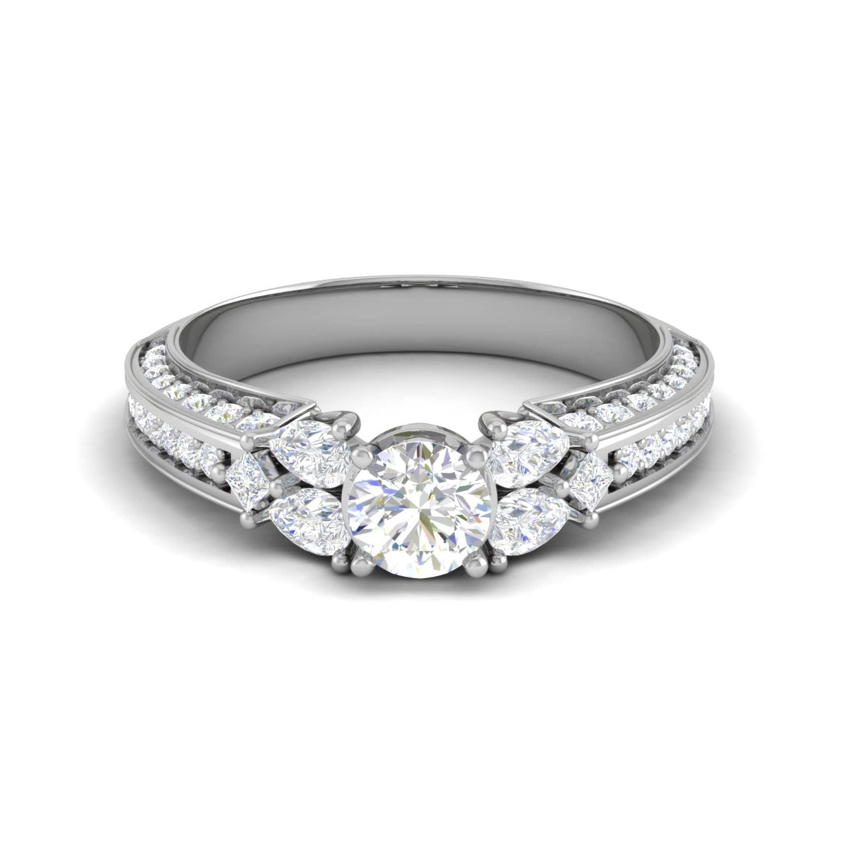 Jewelove™ Rings J VS / Women's Band only 0.30 cts Solitaire with Pear Diamond Split Shank Platinum Ring JL PT MHD0215M