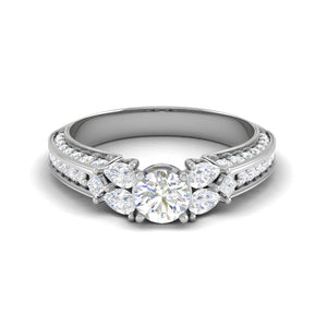 Jewelove™ Rings J VS / Women's Band only 0.30 cts Solitaire with Pear Diamond Split Shank Platinum Ring JL PT MHD0215M