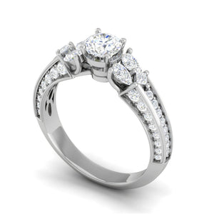 Jewelove™ Rings J VS / Women's Band only 0.30 cts Solitaire with Pear Diamond Split Shank Platinum Ring JL PT MHD0215M