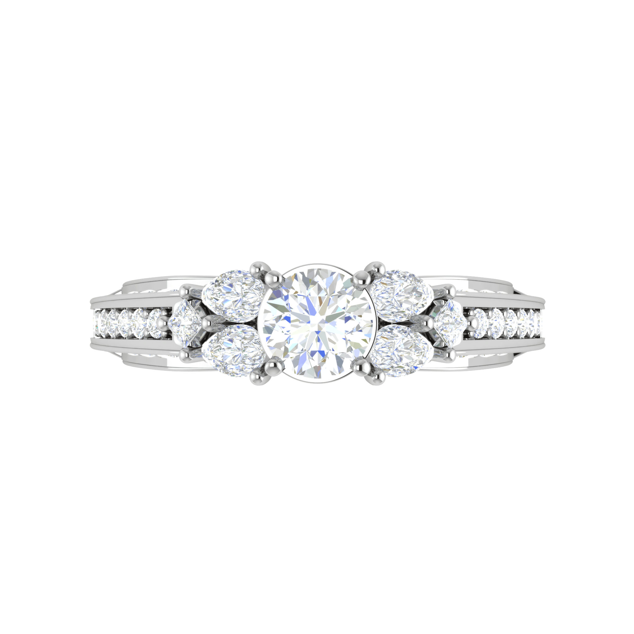 Jewelove™ Rings J VS / Women's Band only 0.30 cts Solitaire with Pear Diamond Split Shank Platinum Ring JL PT MHD0215M