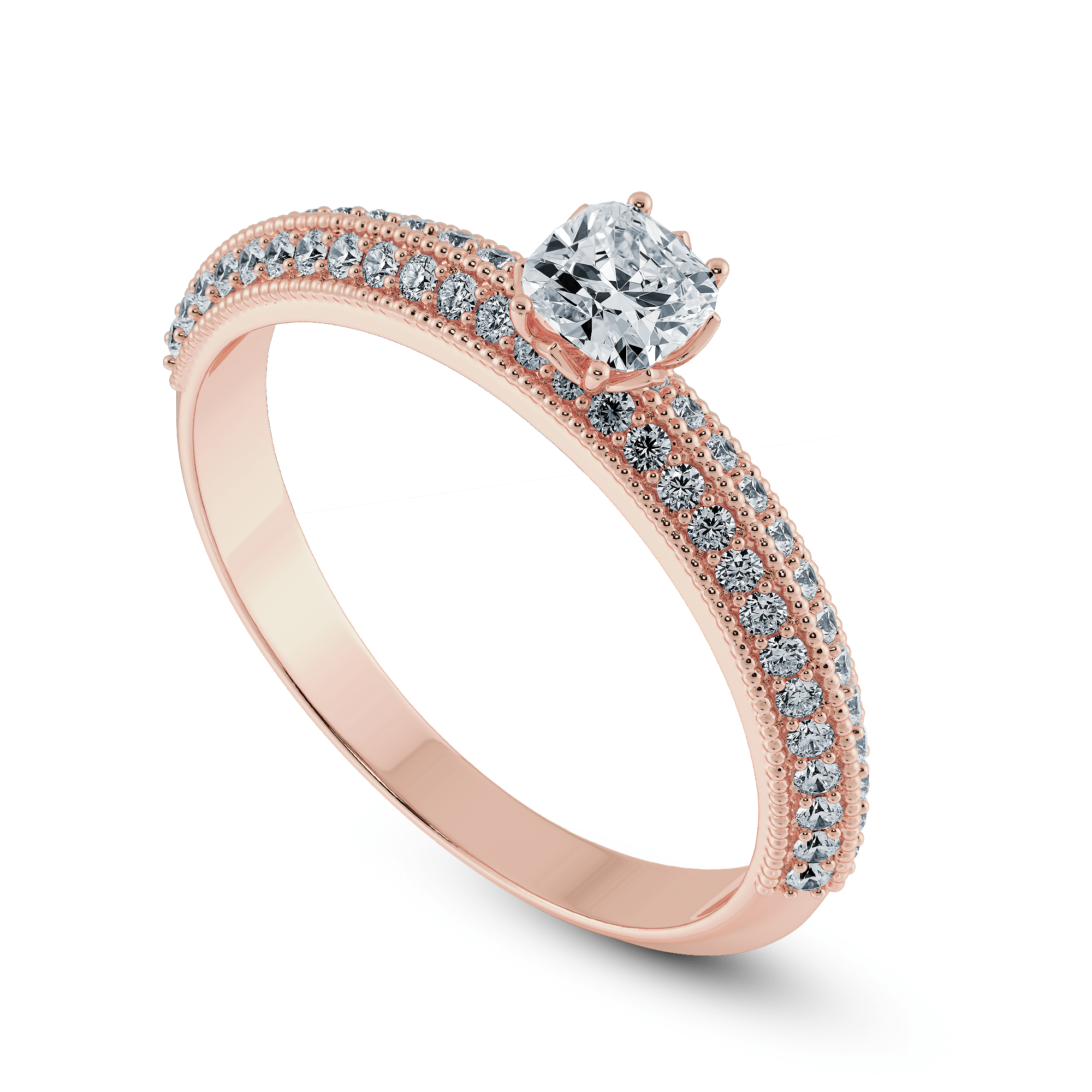 Jewelove™ Rings Women's Band only / VS I 0.30cts. Cushion Cut Solitaire Diamond Split Shank 18K Rose Gold Ring JL AU 1187R