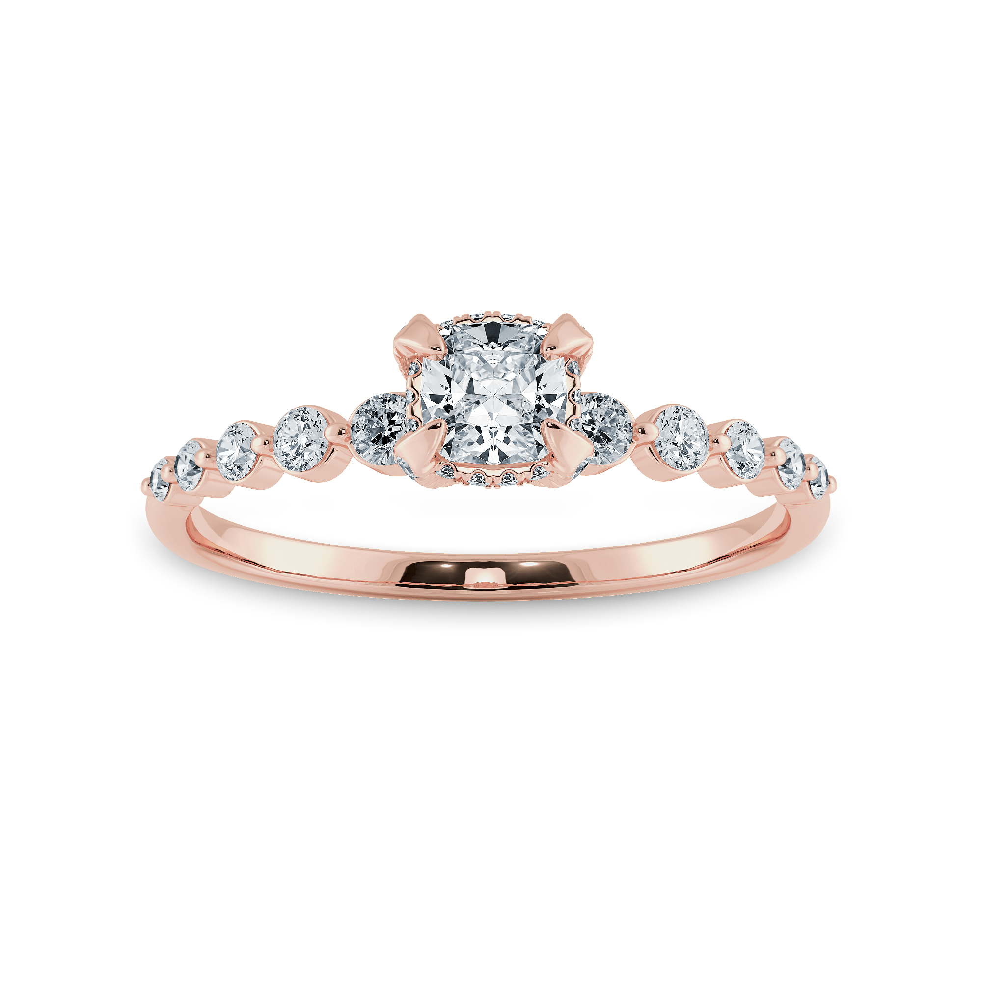 Jewelove™ Rings Women's Band only / VS I 0.30cts. Cushion Cut Solitaire Halo Diamond Accents 18K Rose Gold Ring JL AU 2005R