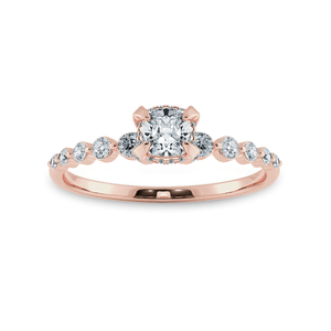 Jewelove™ Rings Women's Band only / VS I 0.30cts. Cushion Cut Solitaire Halo Diamond Accents 18K Rose Gold Ring JL AU 2005R