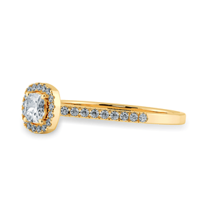 Jewelove™ Rings Women's Band only / VS I 0.30cts. Cushion Cut Solitaire Halo Diamond Shank 18K Yellow Gold Ring JL AU 1195Y-B