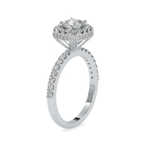 Jewelove™ Rings VVS G / Women's Band only 0.30cts. Cushion Cut Solitaire Platinum Halo Diamond Shank Ring JL PT 0017