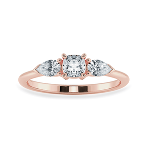 Jewelove™ Rings Women's Band only / VVS GH 0.30cts. Cushion Cut Solitaire with Pear Cut Diamond Accents 18K Rose Gold Ring JL AU 1203R