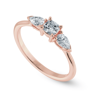 Jewelove™ Rings Women's Band only / VVS GH 0.30cts. Cushion Cut Solitaire with Pear Cut Diamond Accents 18K Rose Gold Ring JL AU 1203R