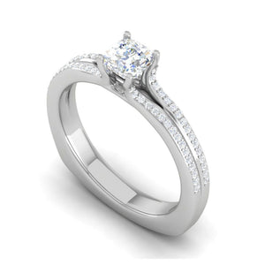 Jewelove™ Rings VVS G / Women's Band only 0.30cts. Cushion Solitaire Diamond Split Shank Platinum Ring JL PT RH CU 169