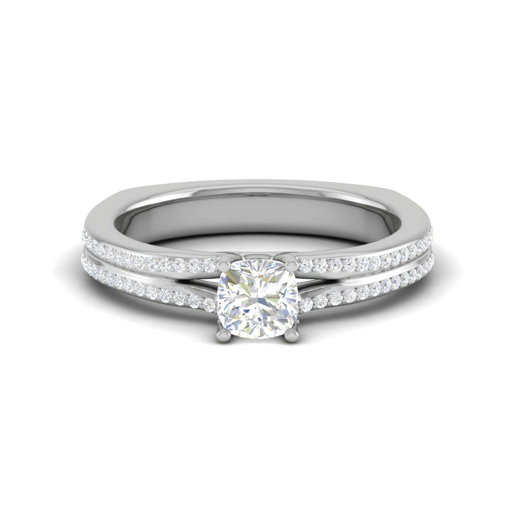 Jewelove™ Rings VVS G / Women's Band only 0.30cts. Cushion Solitaire Diamond Split Shank Platinum Ring JL PT RH CU 169