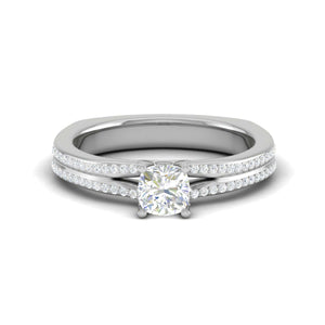 Jewelove™ Rings VVS G / Women's Band only 0.30cts. Cushion Solitaire Diamond Split Shank Platinum Ring JL PT RH CU 169