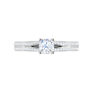 Jewelove™ Rings VVS G / Women's Band only 0.30cts. Cushion Solitaire Diamond Split Shank Platinum Ring JL PT RH CU 169