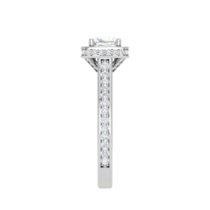 Jewelove™ Rings VVS G / Women's Band only 0.30cts. Cushion Solitaire Double Halo Diamond Shank Platinum Ring JL PT RH CU 168