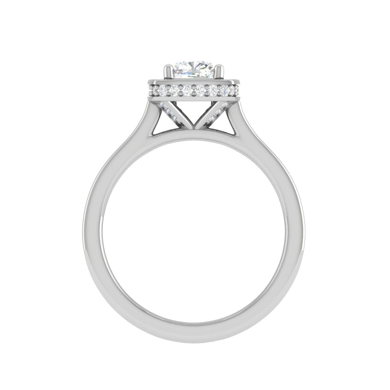 Jewelove™ Rings VVS G / Women's Band only 0.30cts. Cushion Solitaire Double Halo Diamond Shank Platinum Ring JL PT RH CU 168