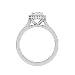 Jewelove™ Rings VVS G / Women's Band only 0.30cts. Cushion Solitaire Double Halo Diamond Shank Platinum Ring JL PT RH CU 168