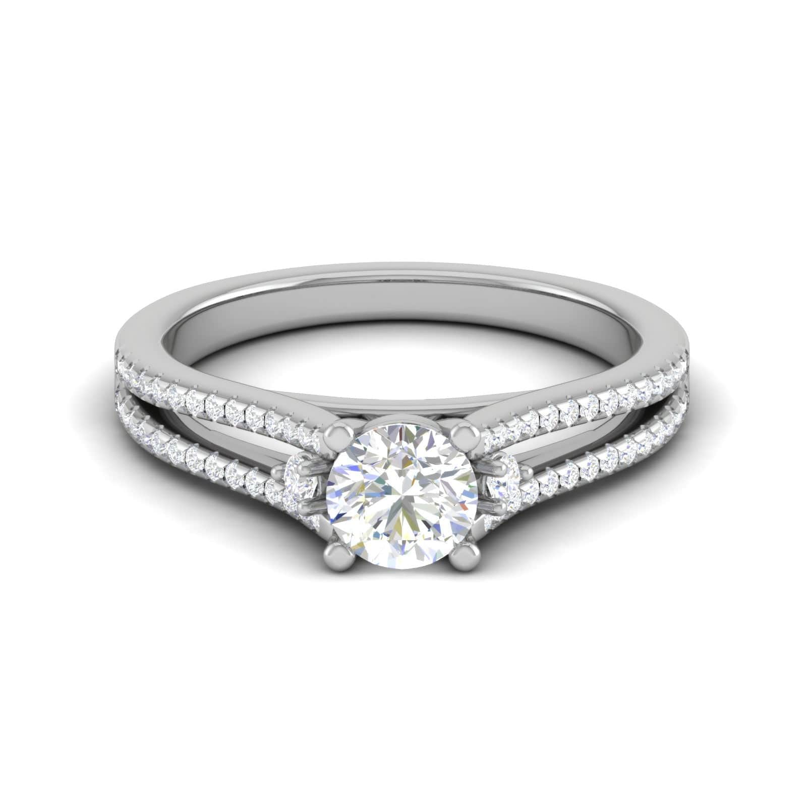 Jewelove™ J VS / Women's Band only 0.30cts Diamond Split Shank Solitaire Platinum Ring JL PT M00245