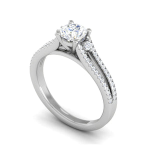 Jewelove™ J VS / Women's Band only 0.30cts Diamond Split Shank Solitaire Platinum Ring JL PT M00245