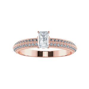 Jewelove™ Rings Women's Band only / E VVS 0.30cts. Emerald Cut Solitaire Diamond Split Shank 18K Rose Gold Ring JL AU 1188R