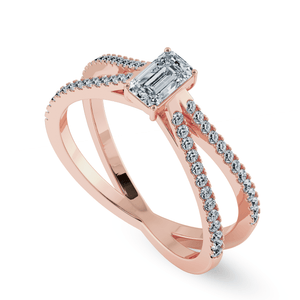 Jewelove™ Rings Women's Band only / VVS E 0.30cts. Emerald Cut Solitaire Diamond Split Shank 18K Rose Gold Solitaire Ring JL AU 1172R