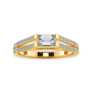 Jewelove™ Rings Women's Band only / VVS E 0.30cts. Emerald Cut Solitaire Diamond Split Shank 18K Yellow Gold Ring JL AU 1180Y