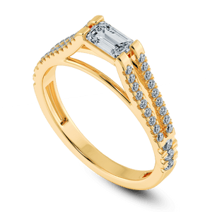 Jewelove™ Rings Women's Band only / VVS E 0.30cts. Emerald Cut Solitaire Diamond Split Shank 18K Yellow Gold Ring JL AU 1180Y