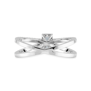 Jewelove™ Rings E VVS / Women's Band only 0.30cts Emerald Cut Solitaire Diamond Split Shank Platinum Ring JL PT 1172