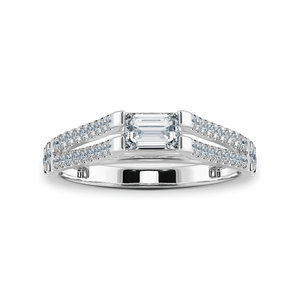 Jewelove™ Rings E VVS / Women's Band only 0.30cts Emerald Cut Solitaire Diamond Split Shank Platinum Ring JL PT 1180