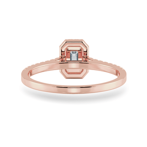 Jewelove™ Rings Women's Band only / VVS E 0.30cts. Emerald Cut Solitaire Halo Diamond Shank 18K Rose Gold Ring JL AU 1197R