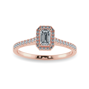 Jewelove™ Rings Women's Band only / VVS E 0.30cts. Emerald Cut Solitaire Halo Diamond Shank 18K Rose Gold Ring JL AU 1197R