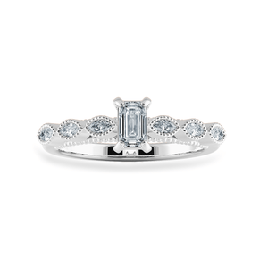 Jewelove™ Rings E VVS / Women's Band only 0.30cts Emerald Cut Solitaire Marquise Cut Diamond Accents Platinum Ring JL PT 2015