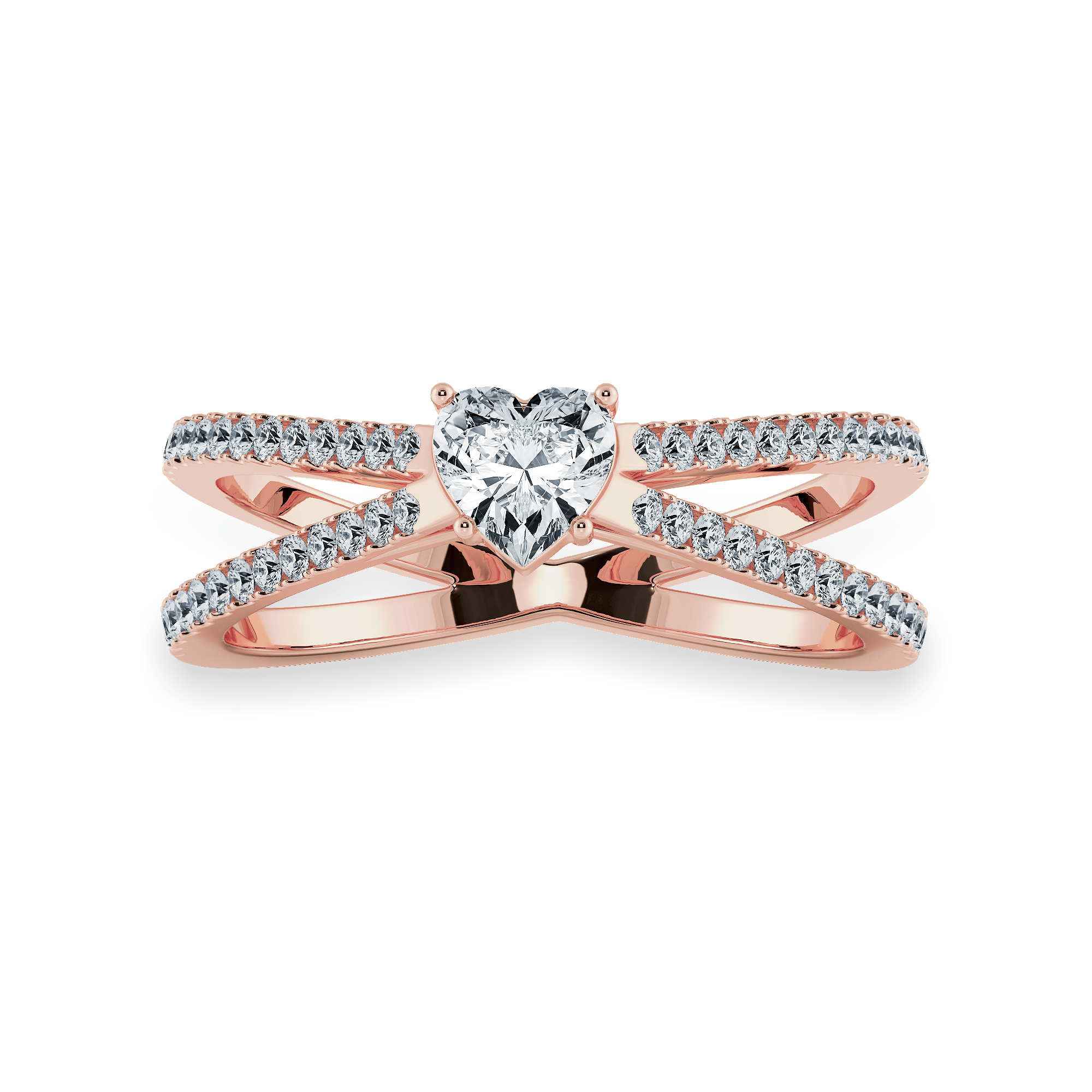 Jewelove™ Rings Women's Band only / VS I 0.30cts. Heart Cut Solitaire Diamond Split Shank 18K Rose Gold Ring JL AU 1173R