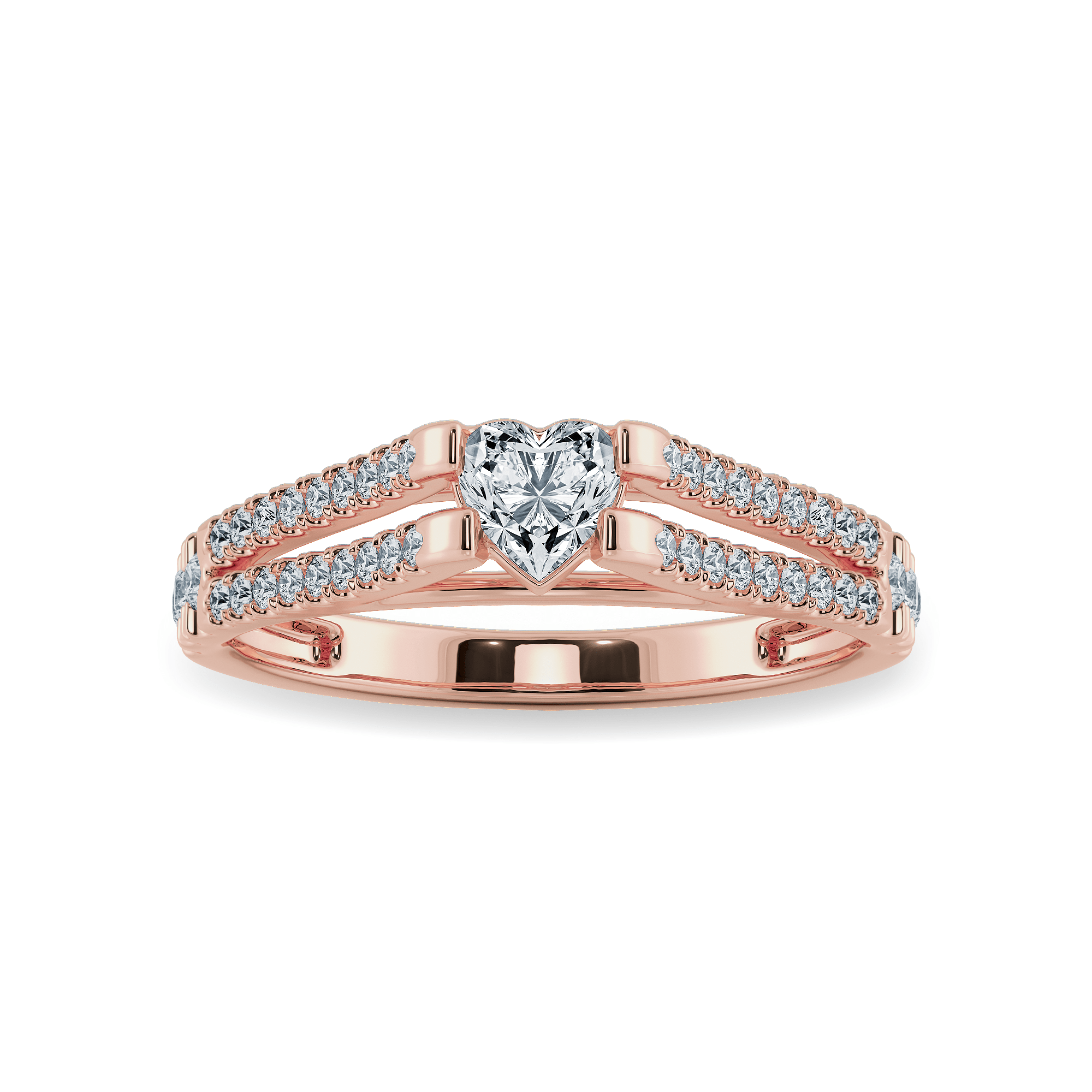 Jewelove™ Rings Women's Band only / VS I 0.30cts. Heart Cut Solitaire Diamond Split Shank 18K Rose Gold Ring JL AU 1181R