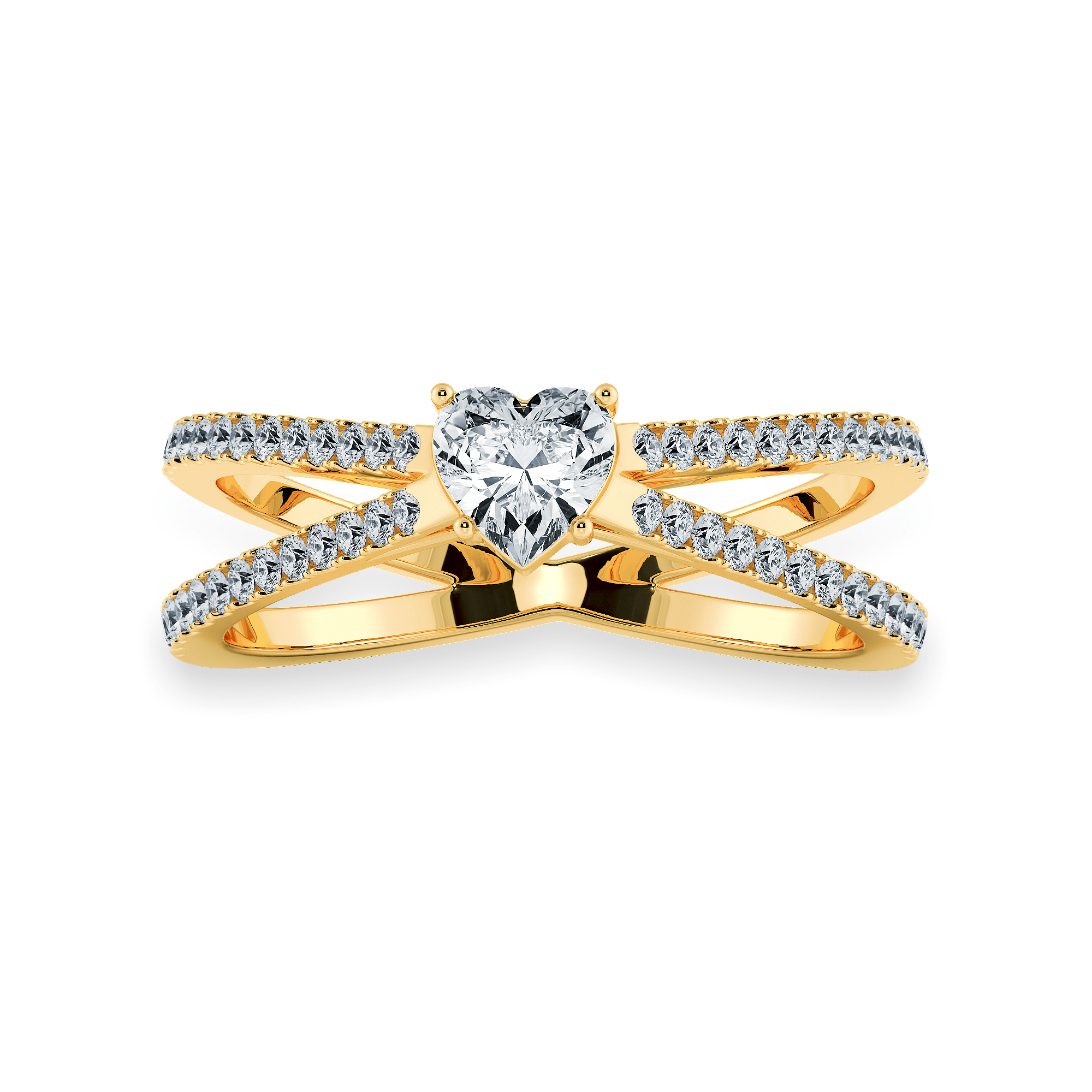 Jewelove™ Rings Women's Band only / VS I 0.30cts. Heart Cut Solitaire Diamond Split Shank 18K Yellow Gold Ring JL AU 1173Y