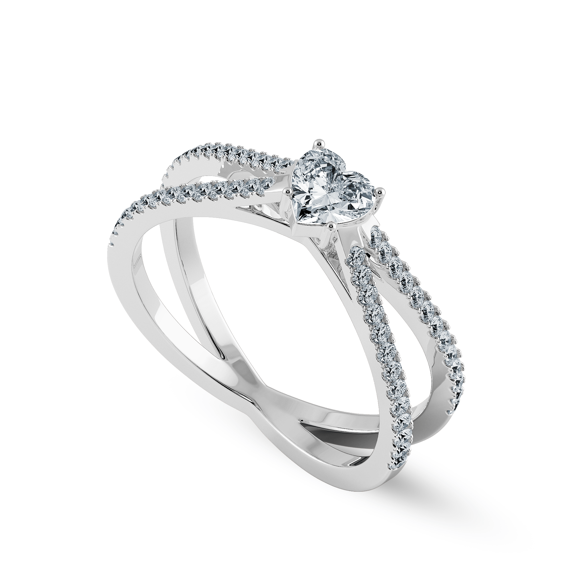 Jewelove™ Rings I VS / Women's Band only 0.30cts Heart Cut Solitaire Diamond Split Shank Platinum Ring JL PT 1173