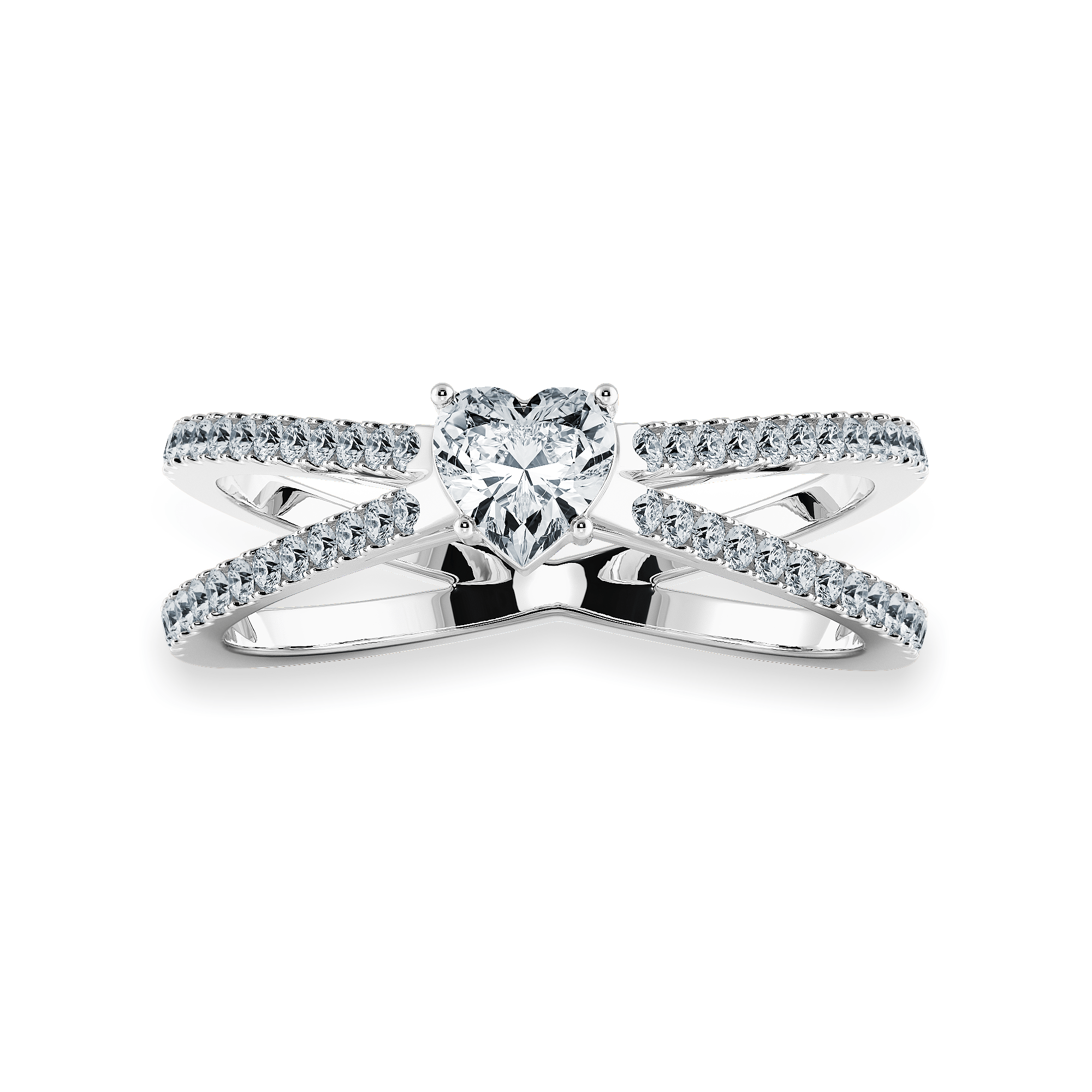 Jewelove™ Rings I VS / Women's Band only 0.30cts Heart Cut Solitaire Diamond Split Shank Platinum Ring JL PT 1173