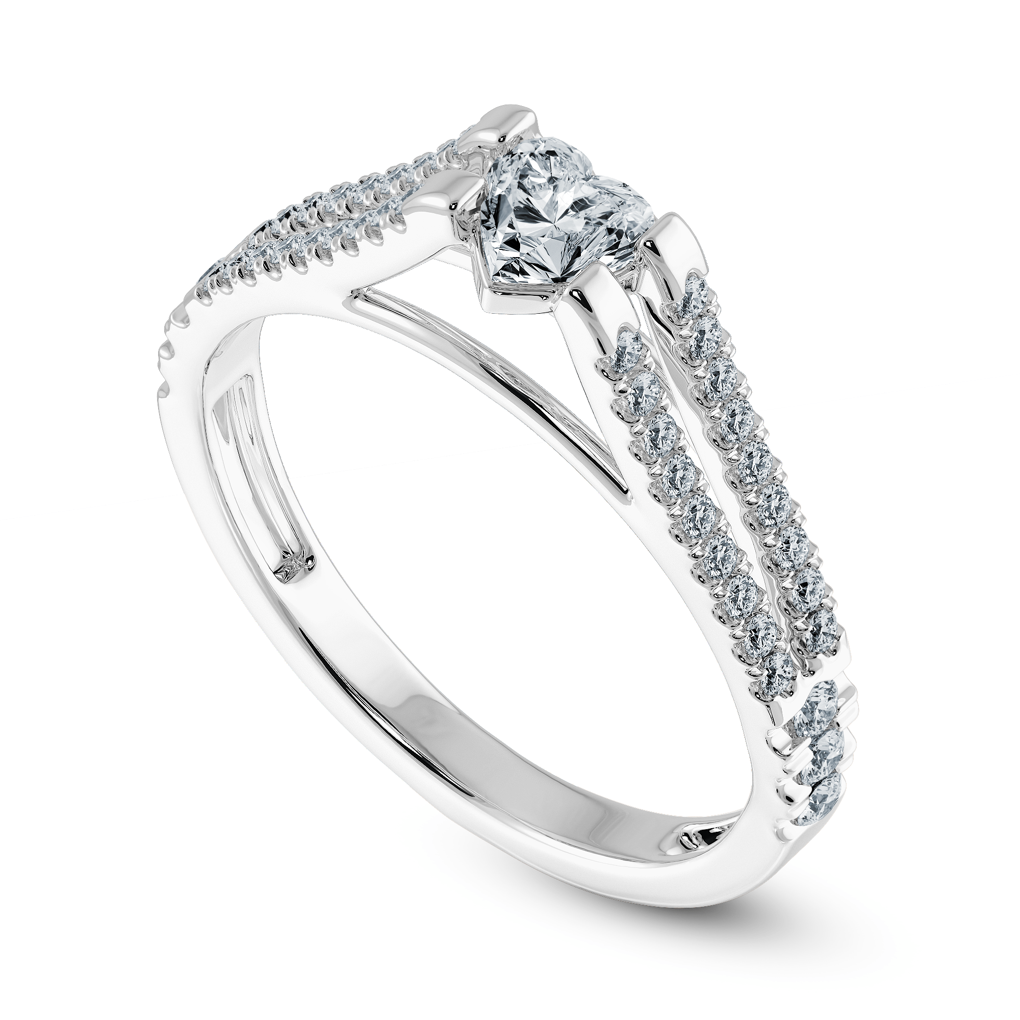 Jewelove™ Rings I VS / Women's Band only 0.30cts Heart Cut Solitaire Diamond Split Shank Platinum Ring JL PT 1181