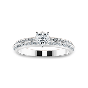 Jewelove™ Rings I VS / Women's Band only 0.30cts Heart Cut Solitaire Diamond Split Shank Platinum Ring JL PT 1189