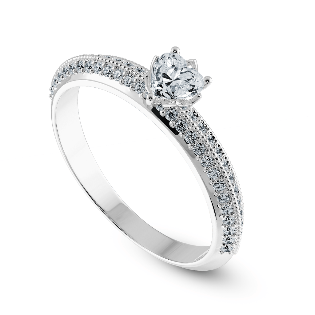 Jewelove™ Rings I VS / Women's Band only 0.30cts Heart Cut Solitaire Diamond Split Shank Platinum Ring JL PT 1189