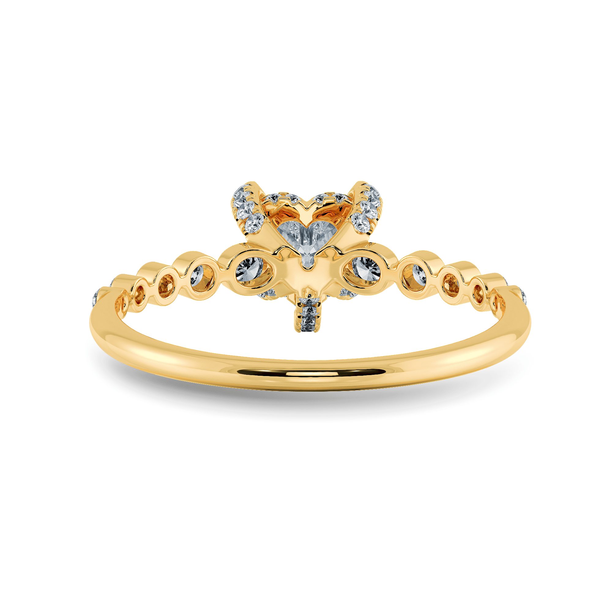 Jewelove™ Rings Women's Band only / VS I 0.30cts. Heart Cut Solitaire Halo Diamond Accents 18K Yellow Gold Ring JL AU 2007Y