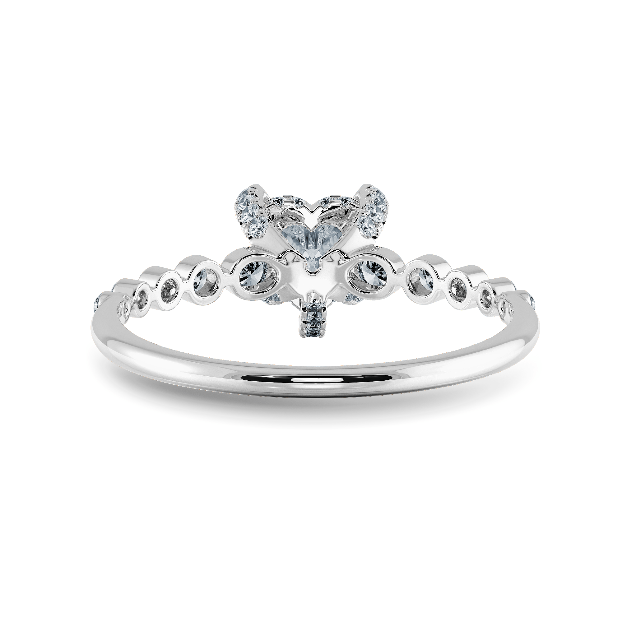 Jewelove™ Rings I VS / Women's Band only 0.30cts Heart Cut Solitaire Halo Diamond Accents Platinum Ring JL PT 2007